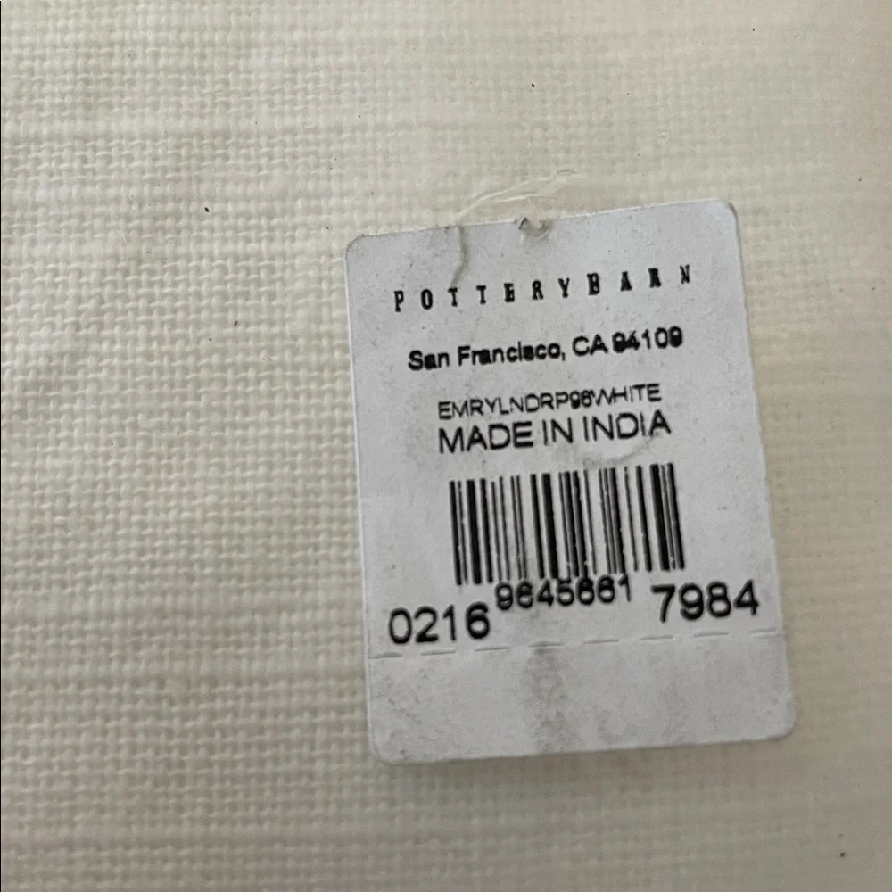 Pottery Barn Emery Linen Curtain 50x96 White